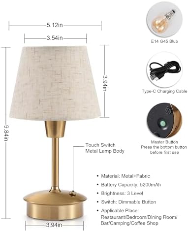 2 Pack Small Rechargeable Cordless Table Lamp for Restaurant Bar - Image 6