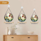 Stained Glass Suncatcher Asian Garden Lantern Window Hanging Red Floral Art Decor Gift for Mom Housewarming Unique Home Ornament Indoor Outdoor Window Panel Gift (Mixed,11.8x11.8IN) - Image 2