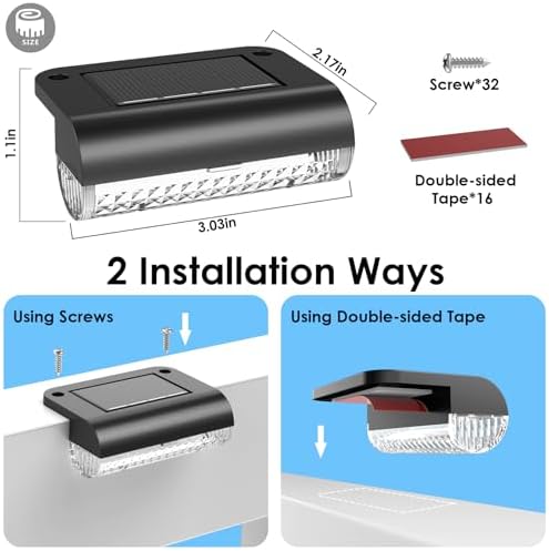 Mancra Solar Step Lights Outdoor, Solar Deck Lights Waterproof Outdoor Lighting for Patio Fence Stairs Post Railing Yard and Garden (Warm White, 16 Pack) - Image 4