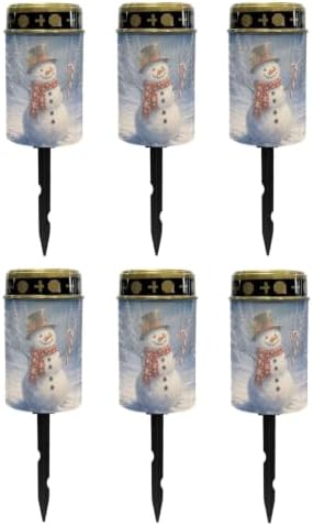 Poceacles Outdoor Solar Lights Solar Grave Candle Outdoor Waterproof Cemetery LED Candles for Cemetery Lawn Porch Christmas Winter Holiday Decor, Snowman Tree Pattern, Pack of 6 by Poceacles