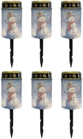 Poceacles Outdoor Solar Lights Solar Grave Candle Outdoor Waterproof Cemetery LED Candles for Cemetery Lawn Porch Christmas Winter Holiday Decor, Snowman Tree Pattern, Pack of 6 by Poceacles