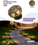 MALORY Low Voltage Landscape Well Lights,（φ126 mm Brass Top Cover 4Pack - Image 2