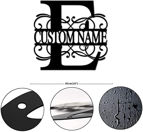 Metal Sign E Custom Name Initial Letter Monogram Personalized Metal Address Sign Plaque Modern Laser Cut Metal Wall Sculpture Artwork Sign for Office Front Door Entryway Cabin Decor 18 Inch - Image 2