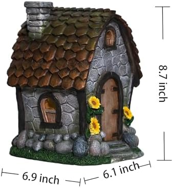 Solar Garden House Statues Outdoor with Light Yard Resin Decoration - Image 2