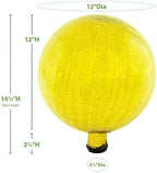 12-Inch Lemon Yellow Glass Gazing Globe, Decorative Reflective Garden Sphere with Stylish Mirror Finish, Perfect Outdoor Yard Ornament for Lawn and Adding Vibrant Color and Shine - Image 3