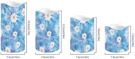 Daisy Flameless Candles with Remote Timer Battery Operated Fake Candles Color Changing Electric Pillar LED Candles Bulk Set of 4 - Image 2