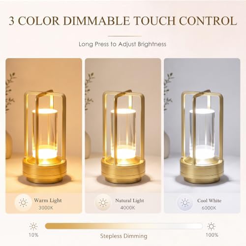 Riakrum 2 Pack Cordless Table Lamp Rechargeable LED Light, Lantern - Image 4