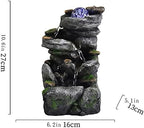 Tabletop Fountains Tabletop Fountain Stacked Rock Waterfall Indoor/Outdoor Synthetic Resin with LED Light Water Fountain Tabletop Exquisite Decoration (Color : A, Size : 5.2 * 6.2 * 10.2in) - Image 2