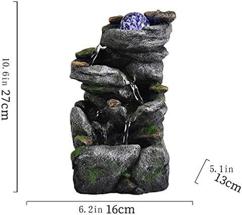 Tabletop Fountains Tabletop Fountain Stacked Rock Waterfall Indoor/Outdoor Synthetic Resin with LED Light Water Fountain Tabletop Exquisite Decoration (Color : A, Size : 5.2 * 6.2 * 10.2in) - Image 2