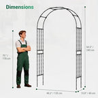 Miory Garden Arch Trellis for Climbing Plants, 1.3x7.9ft Steel with UV-Resistant PE Coating Arbor Outdoor, Vertical Support for Vines Flowers Vegetable, Wedding Archway (Black) - Image 3