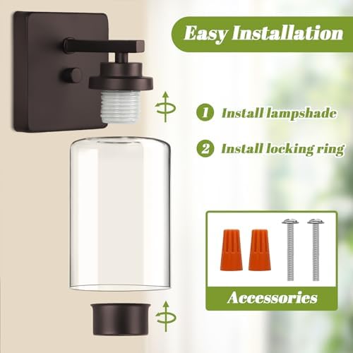 VerRon Set of 2 Wall Sconces for Bathroom, Oil Rubbed Bronze - Image 5