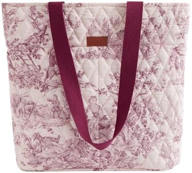 Maison d' Hermine Shopping Bags Cotton Quilted Tote Bag with Zipper Pockets by MaisondHermine