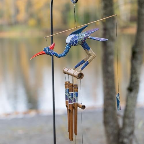 Cohasset Gifts Bamboo Wind Chimes | Natural Soothing Melodic Tones | Wood Outdoor Home Decor for Patio or Garden | Thoughtful Gift or Hang on Your Own Deck|#174P “Passion” Bobbing Head Bird Wind Chime - Image 2