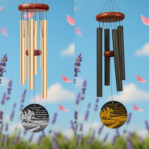 Personalized Horse Memorial Wind Chime – “Trail of Beautiful Memories” Quote with Custom Name & Years – Outdoor Sympathy Gift for Horse Riders – Remembrance Windchime for Equestrian Families - Image 3