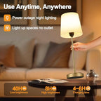 Cordless Table Lamps Set of 2 – Battery Operated Lamp with 7500mAh Rechargeable Battery, Stepless Dimmable Vintage Brass Desk Wireless Lamps for Dining Room, Nightstand & Patio (Bulbs Included) - Image 5
