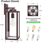 BesLowe 15” Large Outdoor Wall Light Fixture, Exterior Porch Sconce, Brown - Image 6