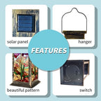 Solar Lantern Bold Serene Stained Glass Western Desert Landscape Art Outdoor Waterproof Garden Hanging Lantern Solar Powered Lighting Outside Table Lamp for Patio Deck Camping 1 Pack - Image 4