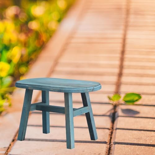 Wooden Mini Stool Garden Ornament Plant Display Rack Wood Doll Chair for Balcony Bedroom Living Room Decor- Round Stool - Image 2