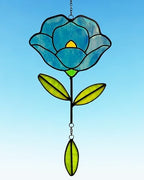 Stained Glass Window Hangings, Handcrafted Garden Suncatchers for Window and Home Decor, Unique Artisan Glass Ornaments for Indoor and Outdoor Use, Blue - Image 2