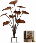 Rustic Metal Lotus Leaf Garden Stake, Outdoor Garden Art Decor by Unknown