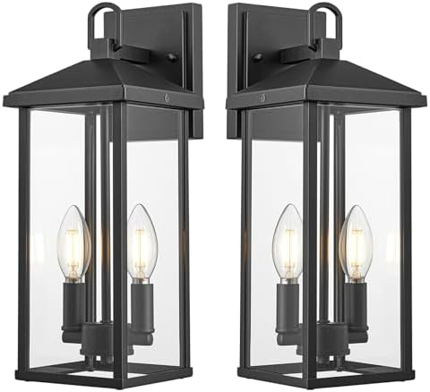 Darkaway Outdoor Wall Lights for House,2pcs Exterior Lighting Fixtures Wall Mount Porch Lights Waterproof Outdoor Sconce Lights with Clear Glass for Patio Hallway Garage E12 Socket by Darkaway