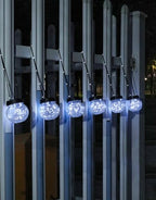 PARTPHONER Solar Lights Outdoor Waterproof 12-Pack, Solar Powered Hanging Lantern Cracked Glass Hanging Globes for Yard Decor Christmas Decoration, Shepherd Hook, Garden Tree Ornaments, Cold White - Image 2