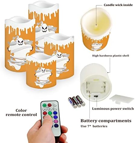 Halloween Flameless Candles Battery Operated LED Tealights Color Changing Candles Remote Control,Ghost - Image 3