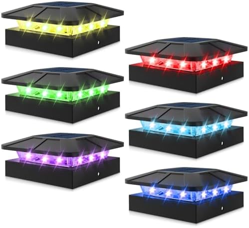 Peasur 6 Packs 4x4 Post Solar Lights RGB Color Changing by Peasur
