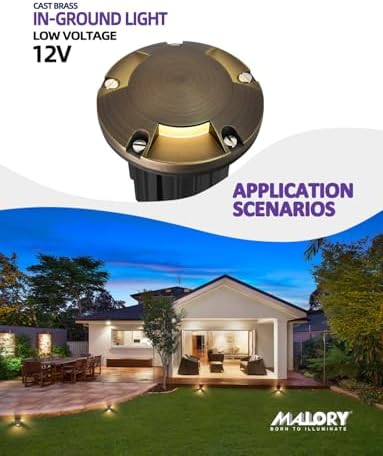 MALORY Low Voltage Landscape Well Lights,（φ126 mm Brass Top Cover 4Pack - Image 2
