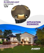 MALORY Low Voltage Landscape Well Lights,（φ126 mm Brass Top Cover 4Pack - Image 2