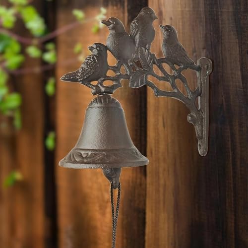 Cast Iron Bird Door Bell, Vintage Wall Mounted Dinner Bell with 4 Birds on Branches Rustic Antique Animal Style Doorbell for Outdoor Garden Porch Farmhouse Home Decoration - Image 7