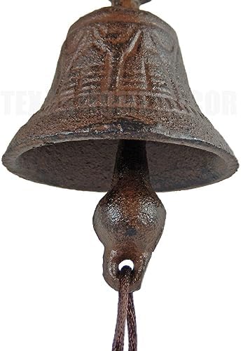 Vintage Small Bird Dinner Bell with Vines Cast Iron Antique Style Rustic Brown Finish - Image 3