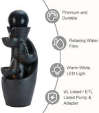 Glitzhome Outdoor Water Fountain with LED Light & Pump, Modern 5-Tier Bowl and Sphere Polyresin Outdoor Fountain, 33.5" Cascading Waterfall Fountain Water Feature for Porch Deck Patio Backyard Decor - Image 5