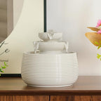 Outdoor and Indoor Water Feature Fountain Waterfall Tabletop Desktop mini Ceramic Garden Fountain (White A170) - Image 4