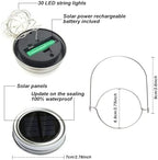 12 x Solar Mason Jar Light Lids - 30 LED Hanging Fairy Firefly String Light Lantern Cap, Outdoor Waterproof Patio Porch Garden Yard Balcony Lawn Wall Lighting Decor(No Jar Included) - Image 2
