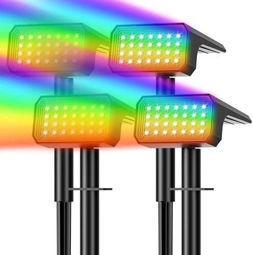 Color Changing Solar Spot Lights Outdoor Waterproof, 10 Pack, 28 LED RGB by Flaow