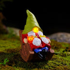 Solar Powered Relax Garden Gnome Statue, Rocking Chair Gnome 6.5“ with Glowing LED Nose & Coffee Cup, Hand Painted Resin Outdoor Indoor Decor Ornament for Patio Lawn Yard Home, Calming Novelty Gift - Image 5