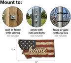 Montana "Home" State Shape Sign — Vintage American Flag Wall Decor — UV-Printed Aluminum (Not Real Wood) — Patriotic State Pride Art for Indoors & Outdoors — Made in USA - Image 3