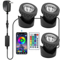 Colored Pond Lights with Timer, APP Control RGB Fountain Light IP68 Waterproof, Dimmable Outdoor Landscape Lights for Fish Tank Pond Fountain Garden (3 Lights) by TENSUL
