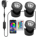 Colored Pond Lights with Timer, APP Control RGB Fountain Light IP68 Waterproof, Dimmable Outdoor Landscape Lights for Fish Tank Pond Fountain Garden (3 Lights) by TENSUL