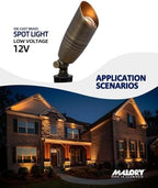 MALORY Solid Brass Landscape Spotlight 12-Pack with 5W MR16 Bulb(S02) - Image 5