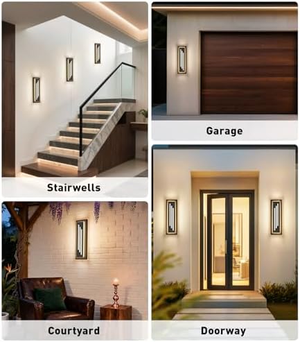 15.7'' LED Outdoor Wall Lights Modern Black Indoor Wall Sconce Lighting - Image 7