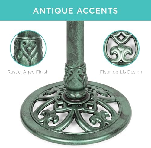 Best Choice Products Bird Bath, 28in Outdoor Resin Pedestal - Mint Green - Image 4