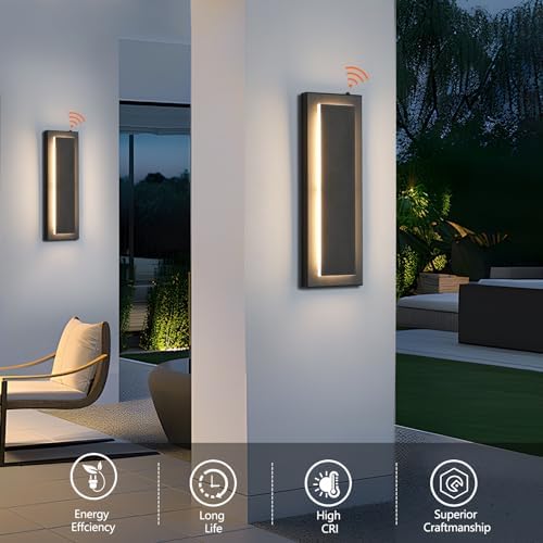 15.7'' Dusk to Dawn Outdoor Lights Modern LED Exterior Wall Lights, Black - Image 3
