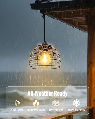 Solar Pendant Light Indoor Outdoor 4/6/8H Timer Set of 2 Remote - Image 3