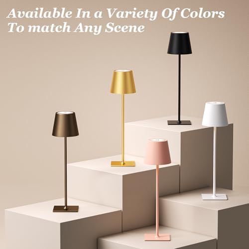 Kakanuo Cordless Rechargeable Table Lamp Black 5000mAh Battery Operated Lamps, 3 Colors Stepless Dimming Touch Lamp for Living Room, Kitchen Counter, Dining, Outdoor Patio, 2 Pack - Image 5