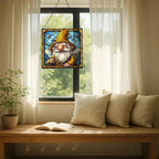Bee Keeper Gnome Stained Glass Suncatcher – Square Hanging Window Panel for Home or Greenhouse – Whimsical Glass Art Gift for Garden Lovers, Christmas, Halloween, Father Days sRuQKl - Image 7