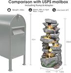 39" 7-Tier Cascading Rock Fountain - with LED Lights & Pump, Outdoor Garden Decor, Self-Contained Recirculating & Weather-Resistant (17 * 13 * 39") - Image 3