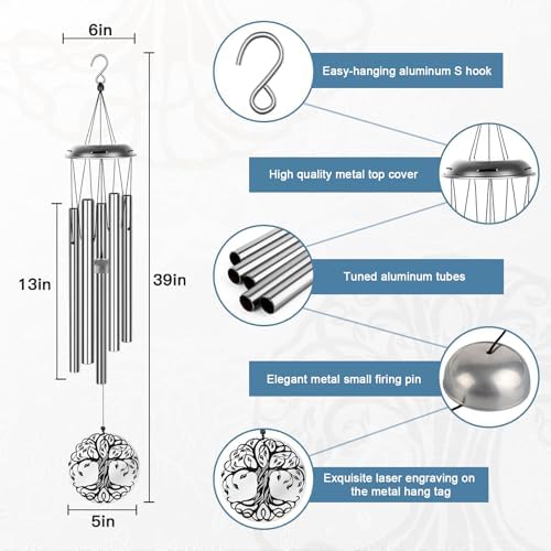 Sympathy Wind Chimes for Loss of Loved One, 39" Memorial Windchimes Outdoor - Image 5