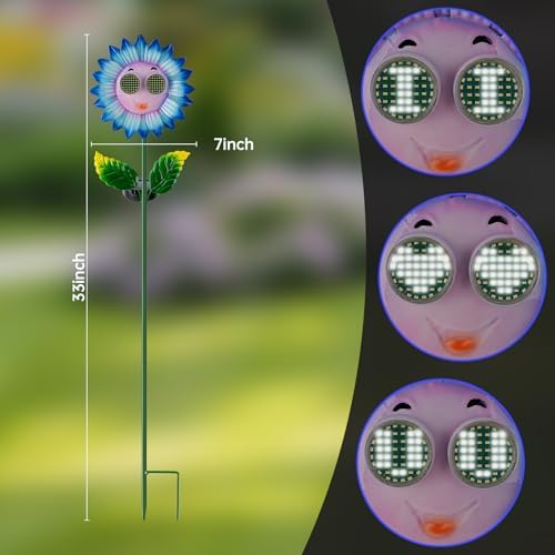 Solar Sunflower Outdoor Lights Metal Flower with Moving Eyes - Image 3